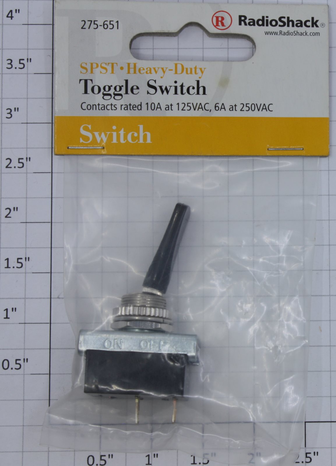 Radio Shack 275-651 SPST Black Duckbill On/Off Toggle Switch