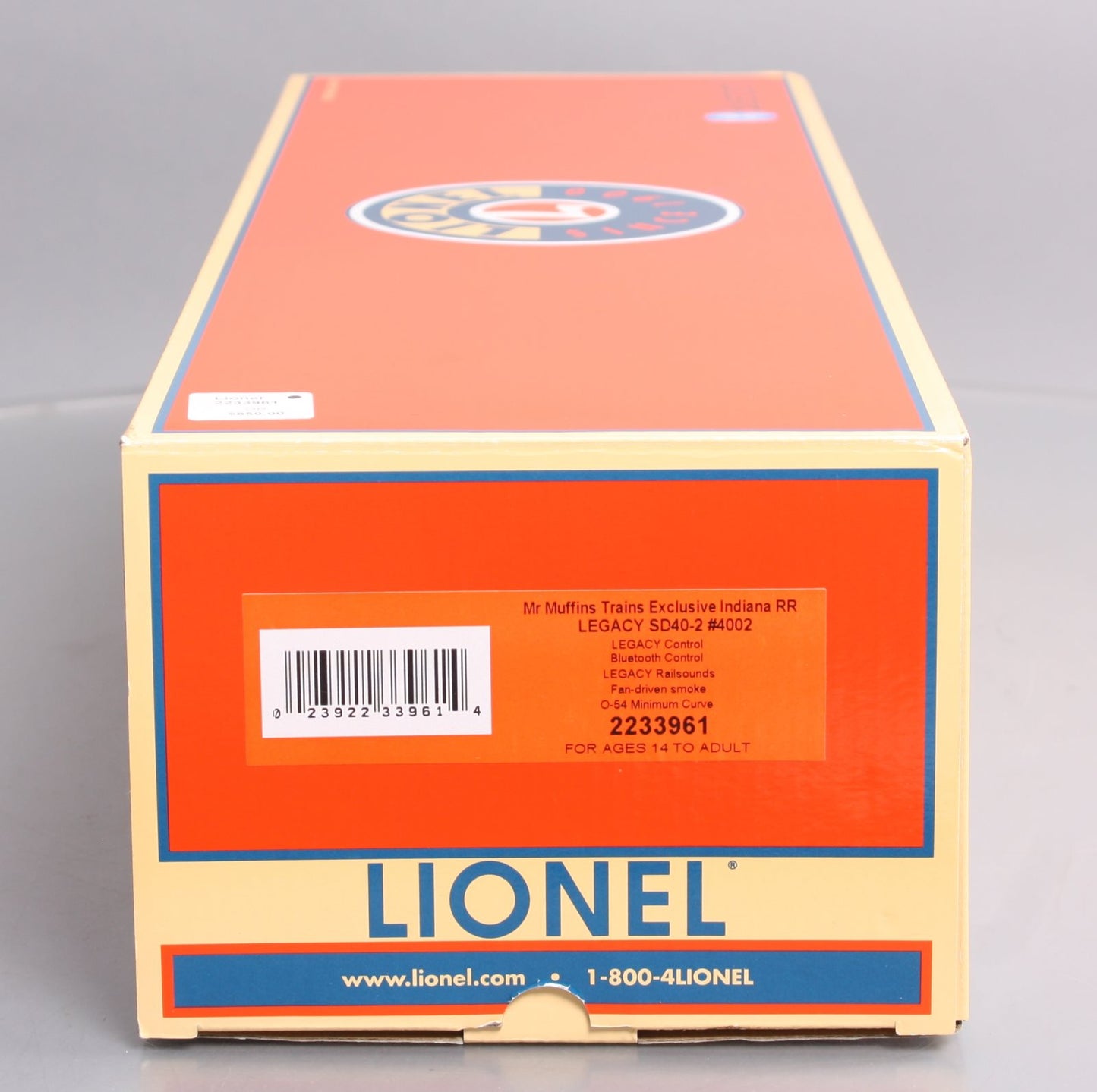 Lionel Mr Muffins Trains 2233961 O Indiana RR SD40-2 Diesel Loco #4002 w/LEGACY LN/Box