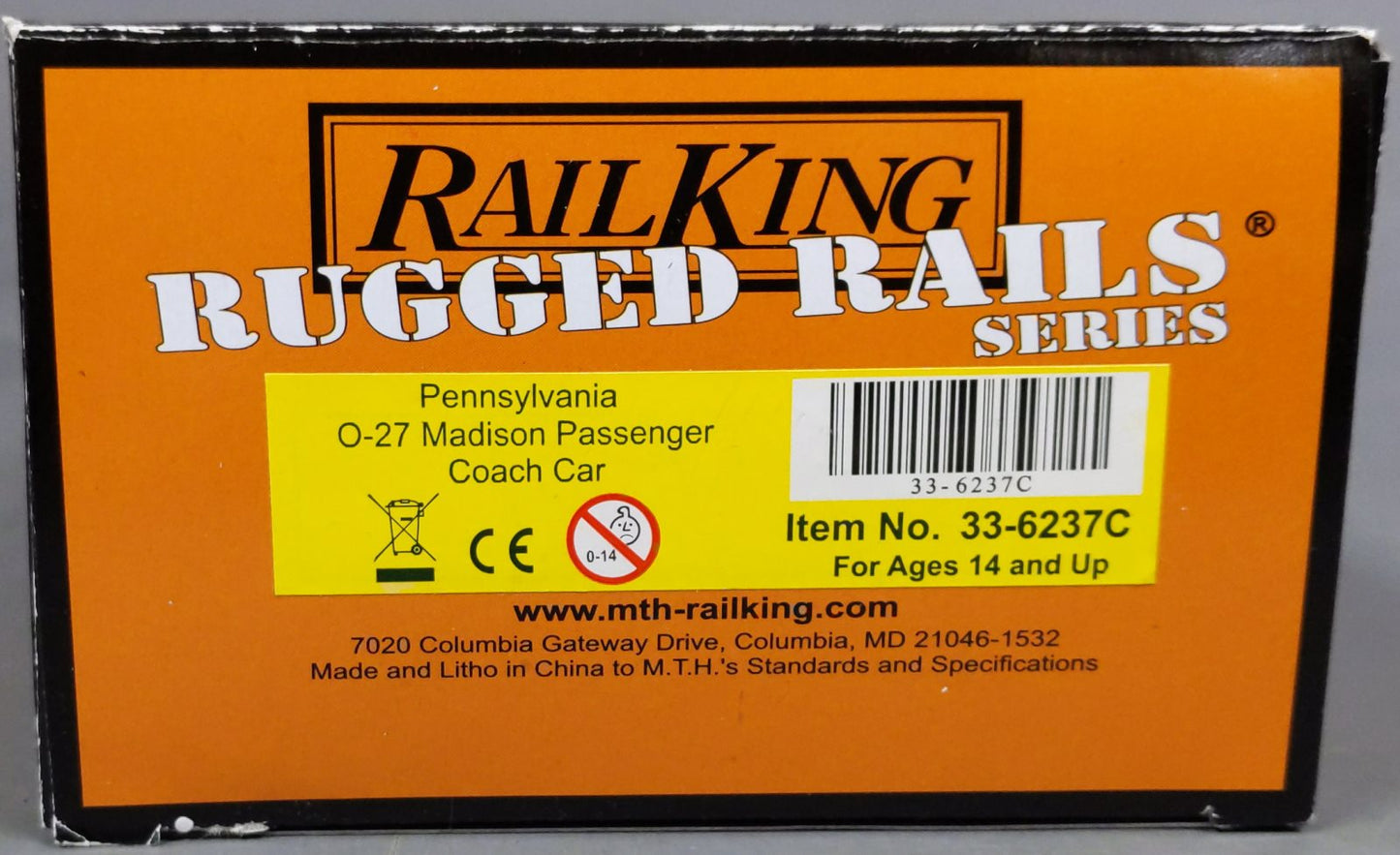 MTH 33-6237 O Pennsylvania Rugged Rails O-27 Madison Passenger Set (Set of 4)