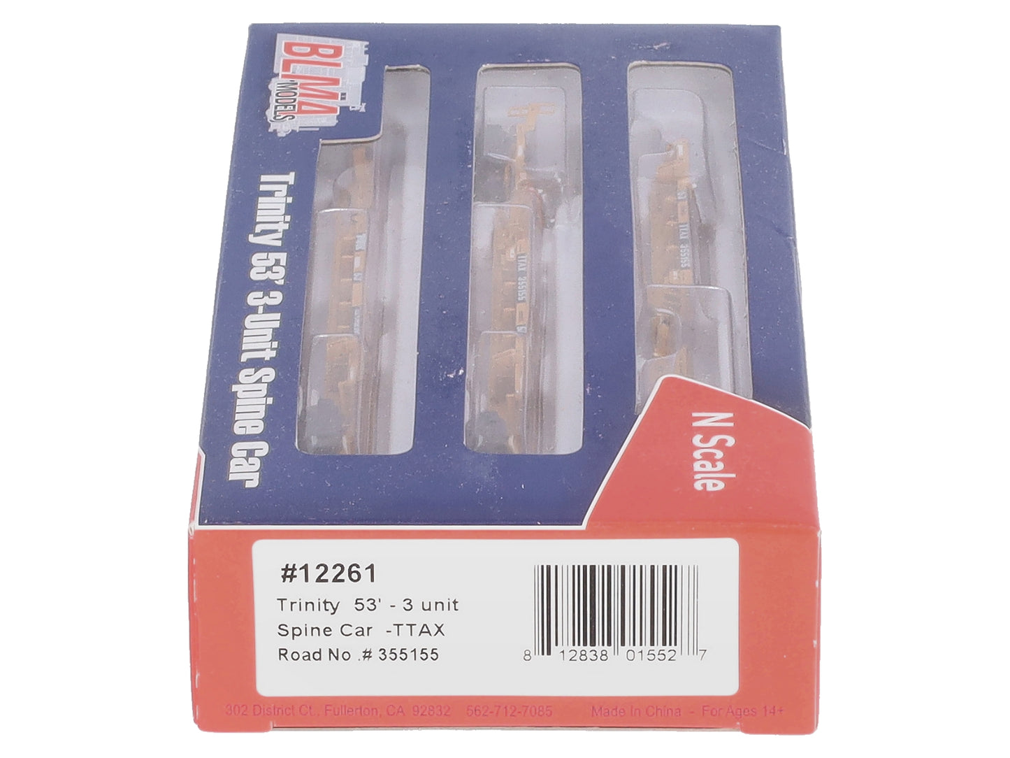 BLMA Models 12261 N Scale TTAX 3-Unit Spine Car #355155