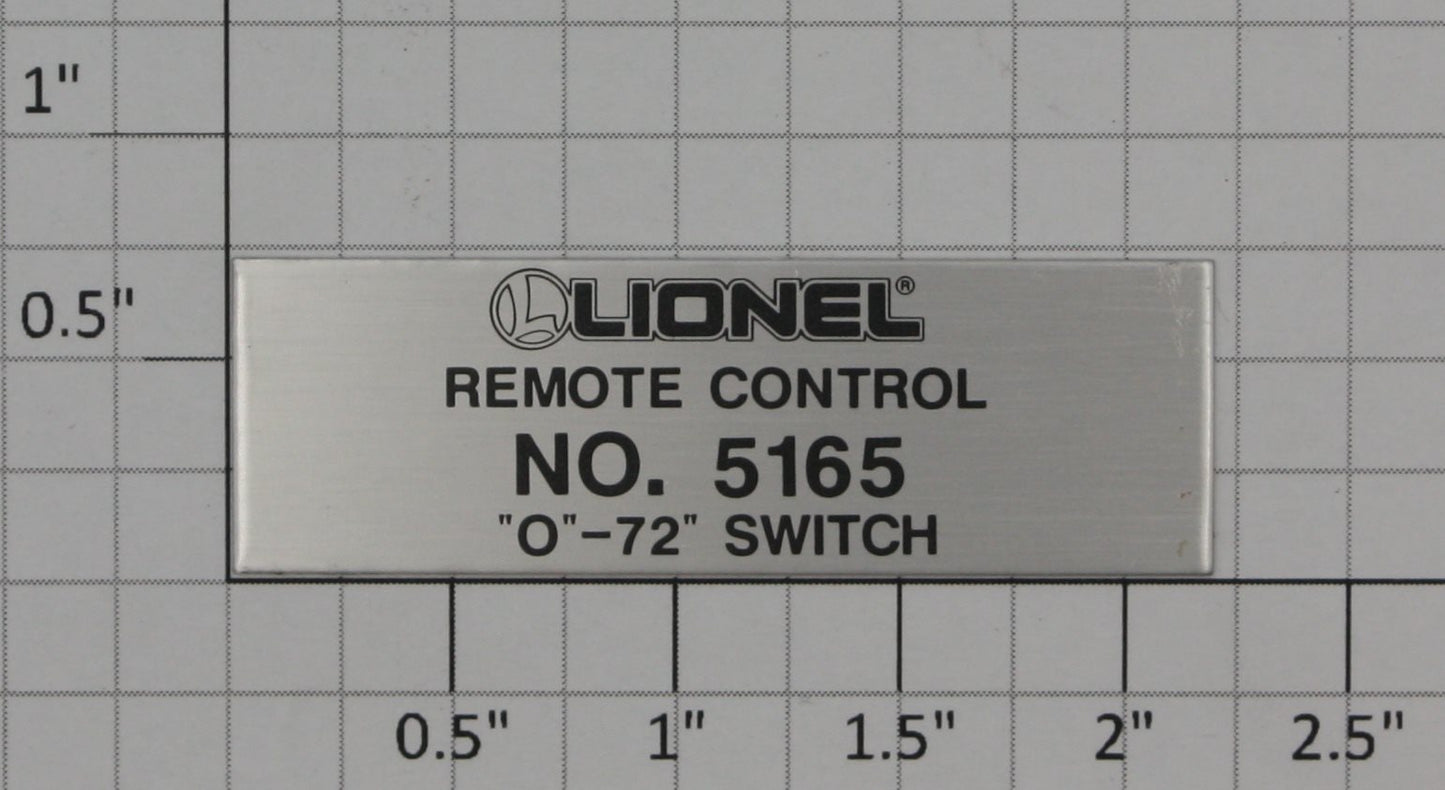 Lionel 5165-10 Right Hand O72 Switch Nameplate