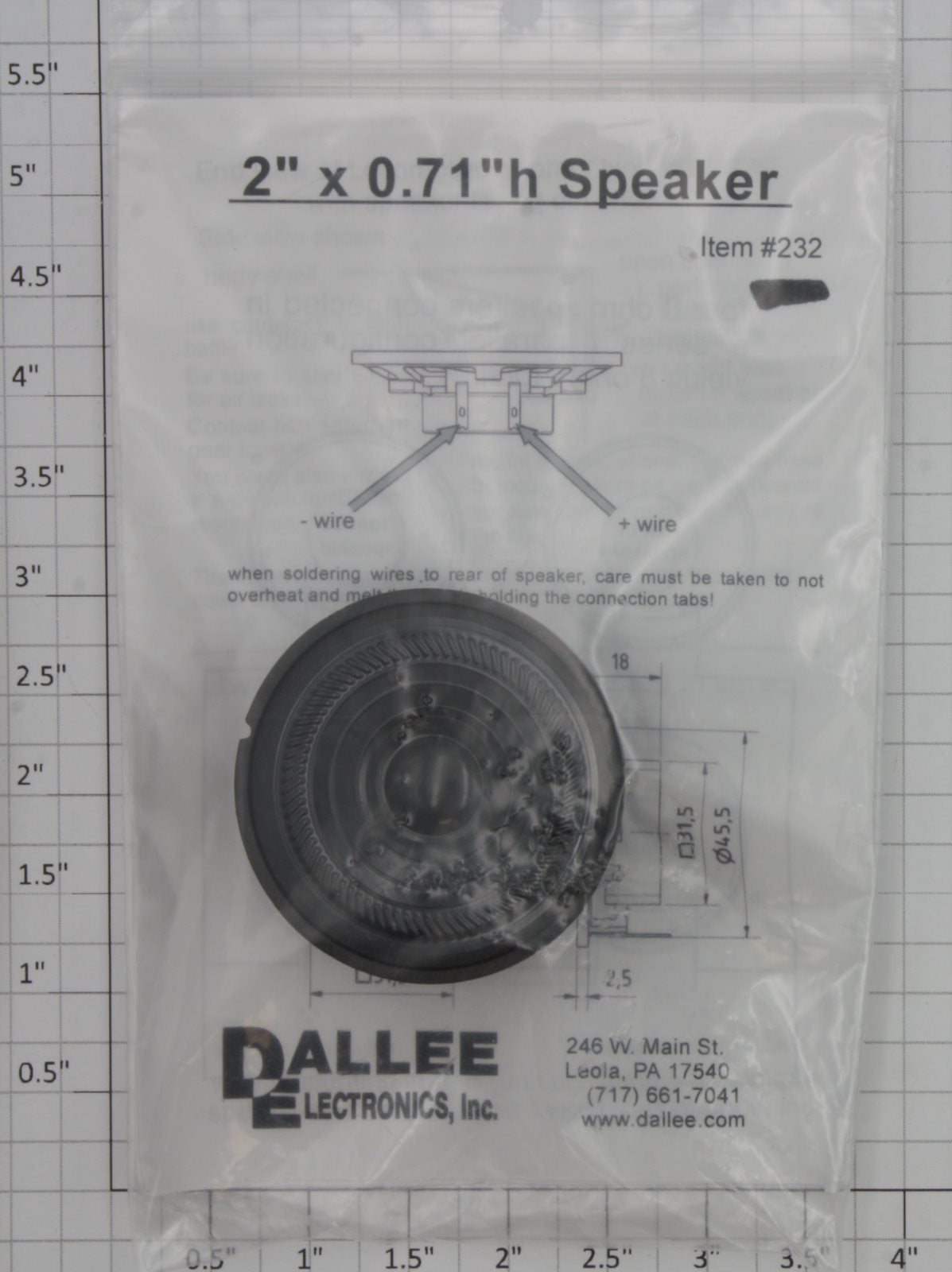 Dallee 232 G Gauge 8 Ohm 2/3 Watt Max 2" OD x 0.71"H Speaker with Shroud