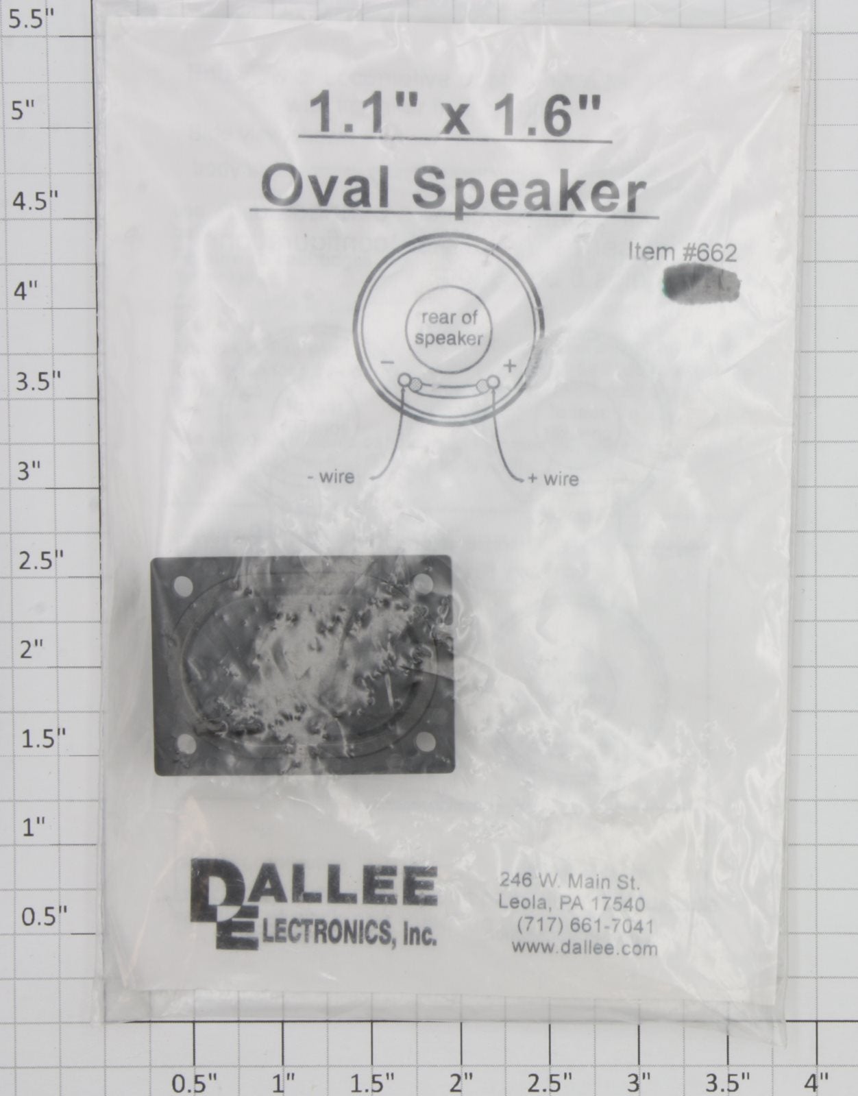 Dallee 662 1.1" x 1.6" 1.5-Watt 8-Ohm Oval Speaker