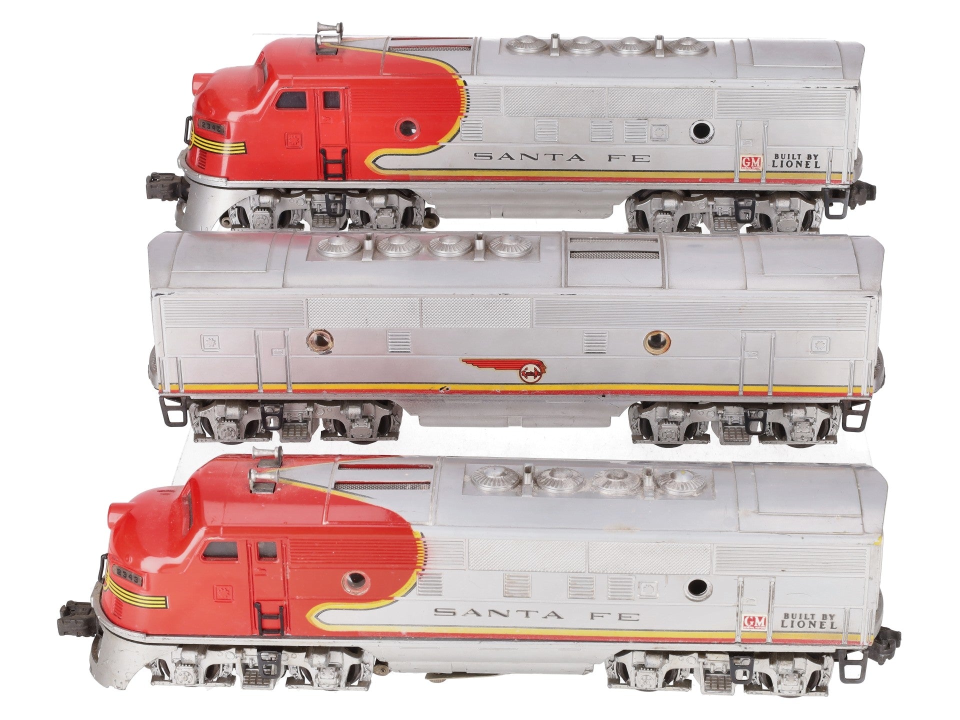 Lionel 2343 Vintage O Santa Fe F3 ABA Diesel Locomotive Set VG