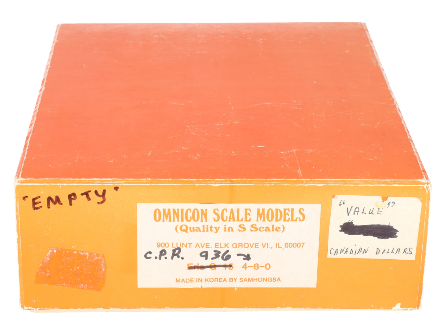 Omnicon S Scale Brass Custom CPR G-15 4-6-0 Steam Locomotive & Tender #936/Box