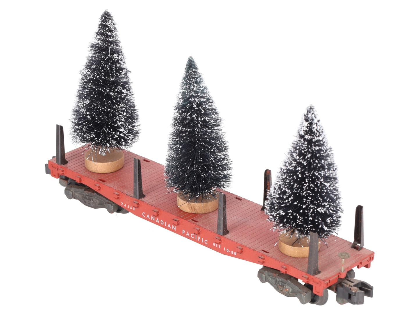 American Flyer 24558 Vintage S Canadian Pacific Flatcar w/ Christmas Trees VG