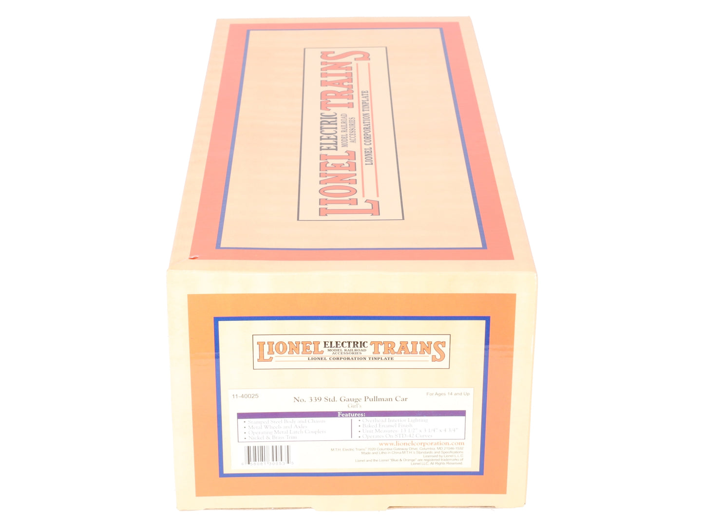 MTH 11-40025 Standard Gauge Lionel Lines Pullmen Pink Coach Passenger Car #339 LN/Box