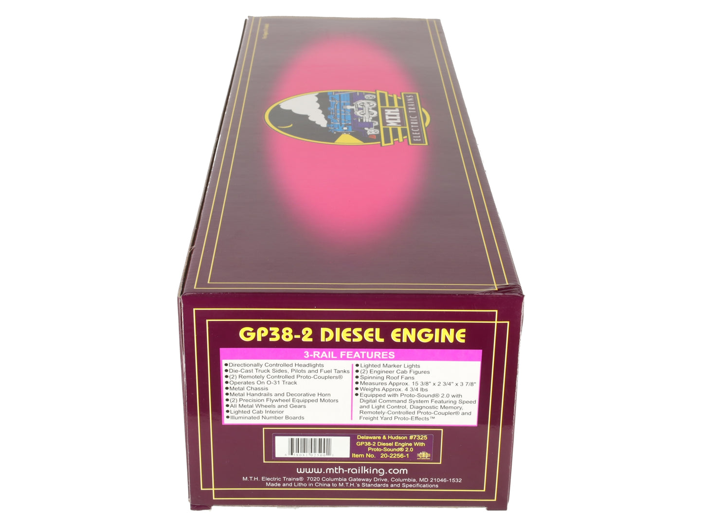 MTH 20-2256-1 O Gauge D&H GP38-2 Diesel Engine w/PS2 #7325 EX/Box