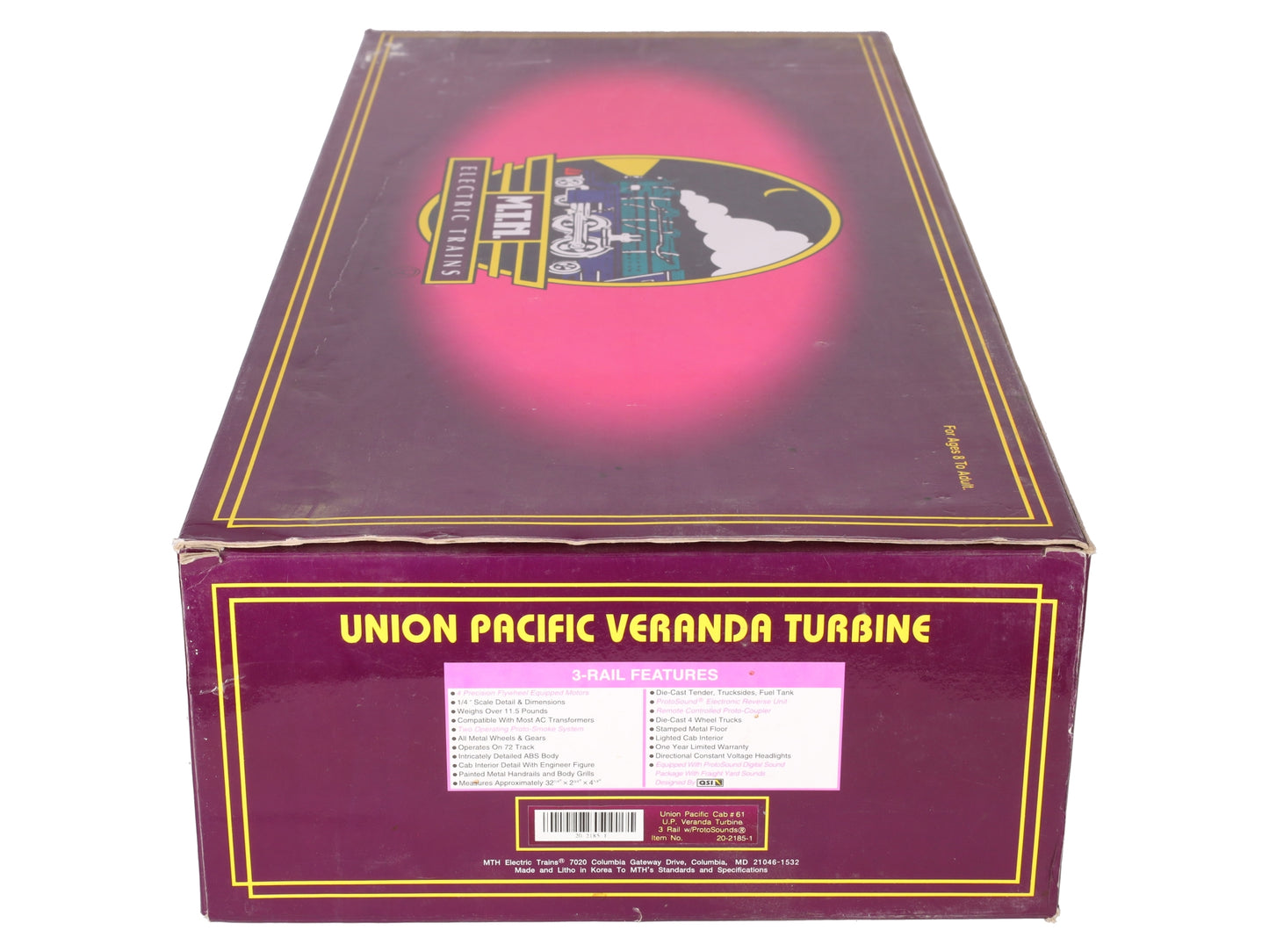 MTH 20-2185-1 O Union Pacific Veranda Turbine Locomotive w/PS2 #61 VG/Box