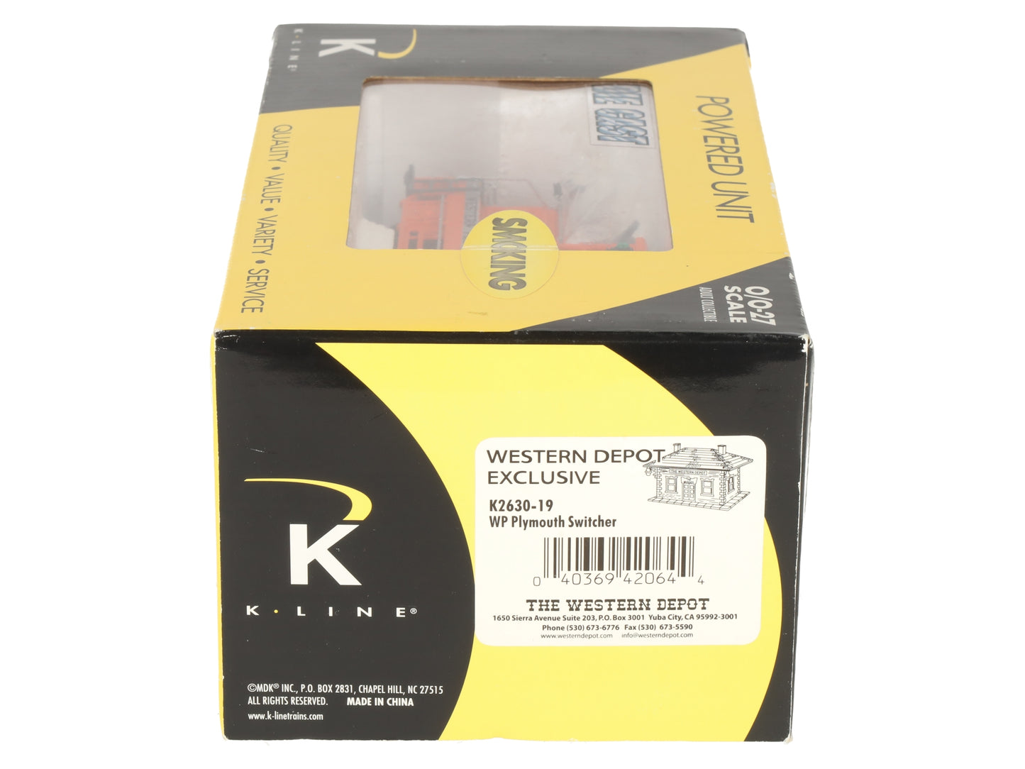 K-Line K2630-19 O Gauge Western Pacific Plymouth Switcher w/ Smoke EX/Box