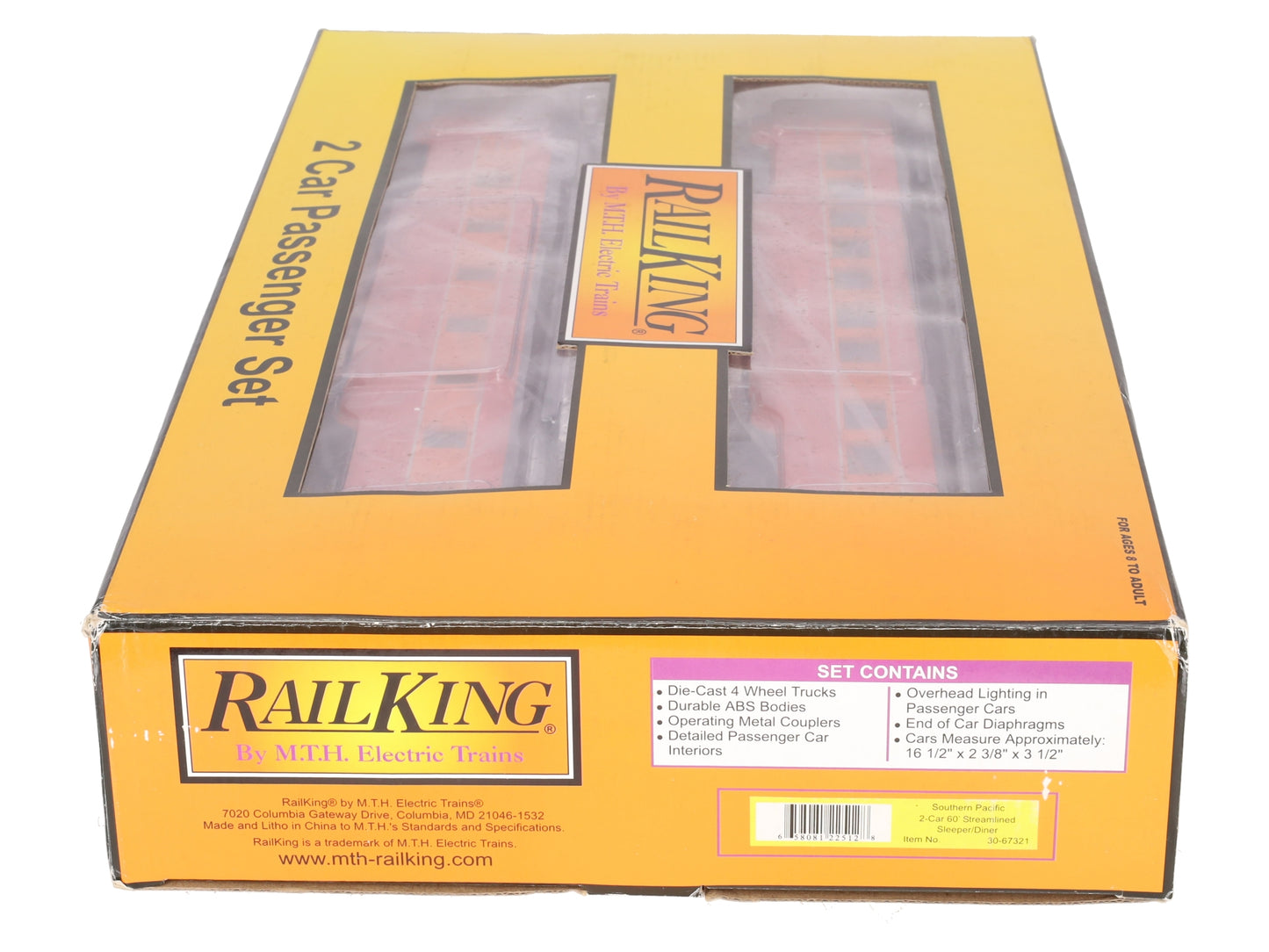 MTH 30-67321 O Gauge Southern Pacific 2-Car 60' Sleeper/Diner Set: 9037, 10250 EX/Box