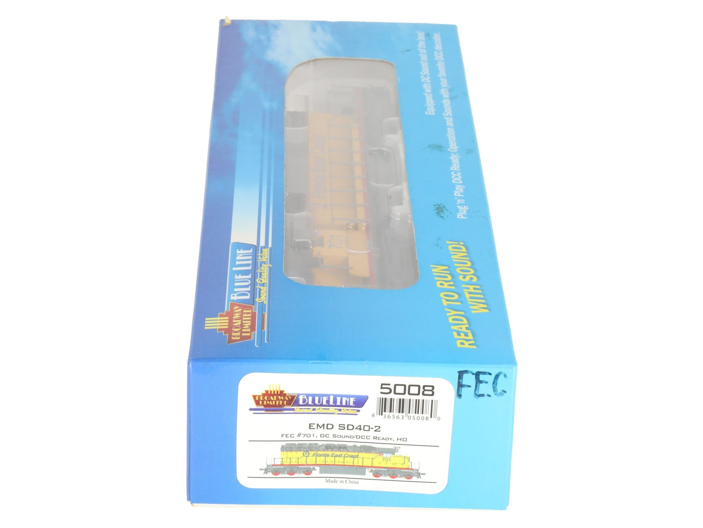 Broadway Limited 5008 HO Florida East Coast EMD SD40-2 Low Hood #701 w/ DCC EX/Box