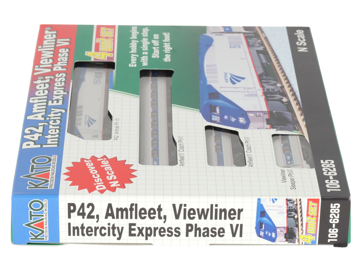 Kato 106-6285-DCC N Amtrak Amfleet GE P42 Phase VI N Gauge Diesel Train Set LN/Box