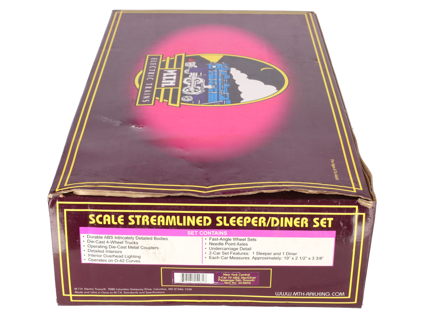 MTH 20-6654 O NYC 70' Streamlined Sleeper/Diner Passenger Car Set (Set of 2) EX/Box