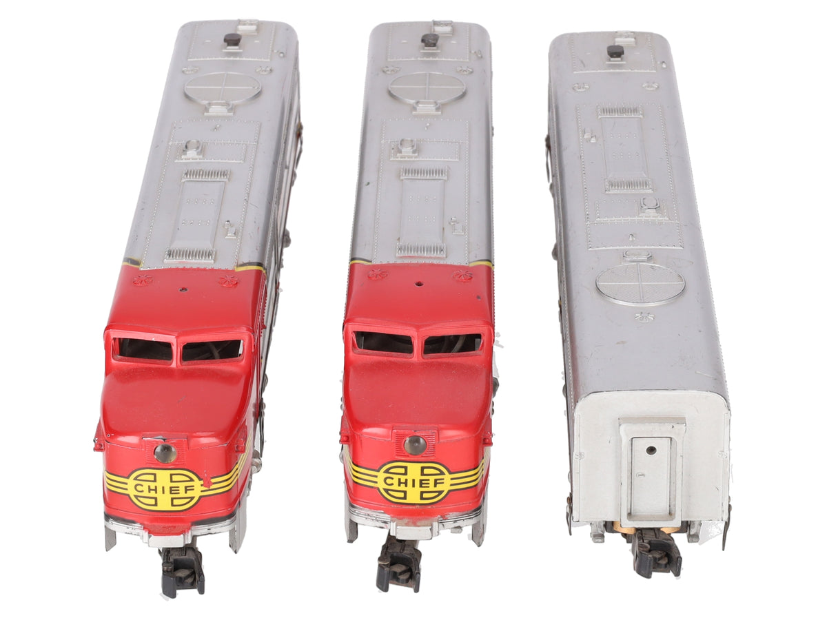 American Flyer 470/471/473 VIntage S Santa Fe ABA Diesel Locomotive Set VG