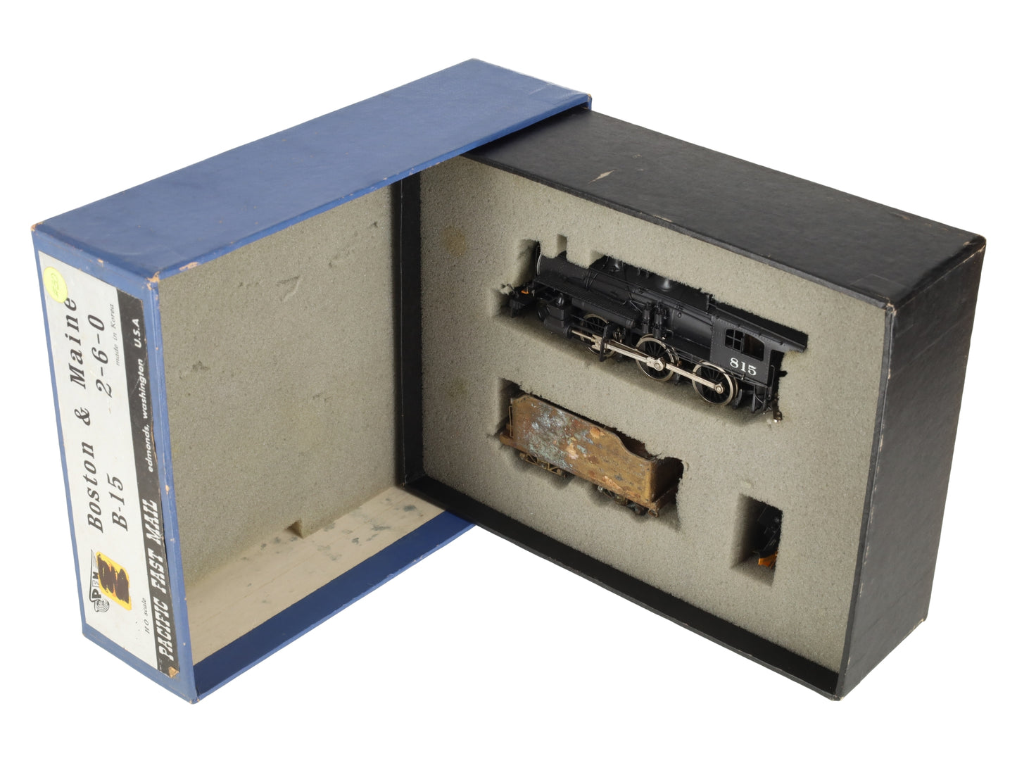 Pacific Fast Mail HO BRASS B&M B-15 2-6-0 Steam Locomotive & Tender-Painted/Box