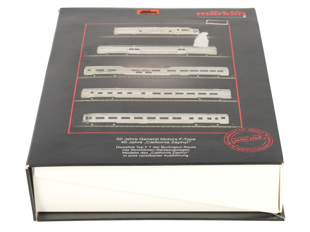 Marklin 8189 Z Scale 50th Anniversary Silver-Plate California Zephyr Train Set EX/Box