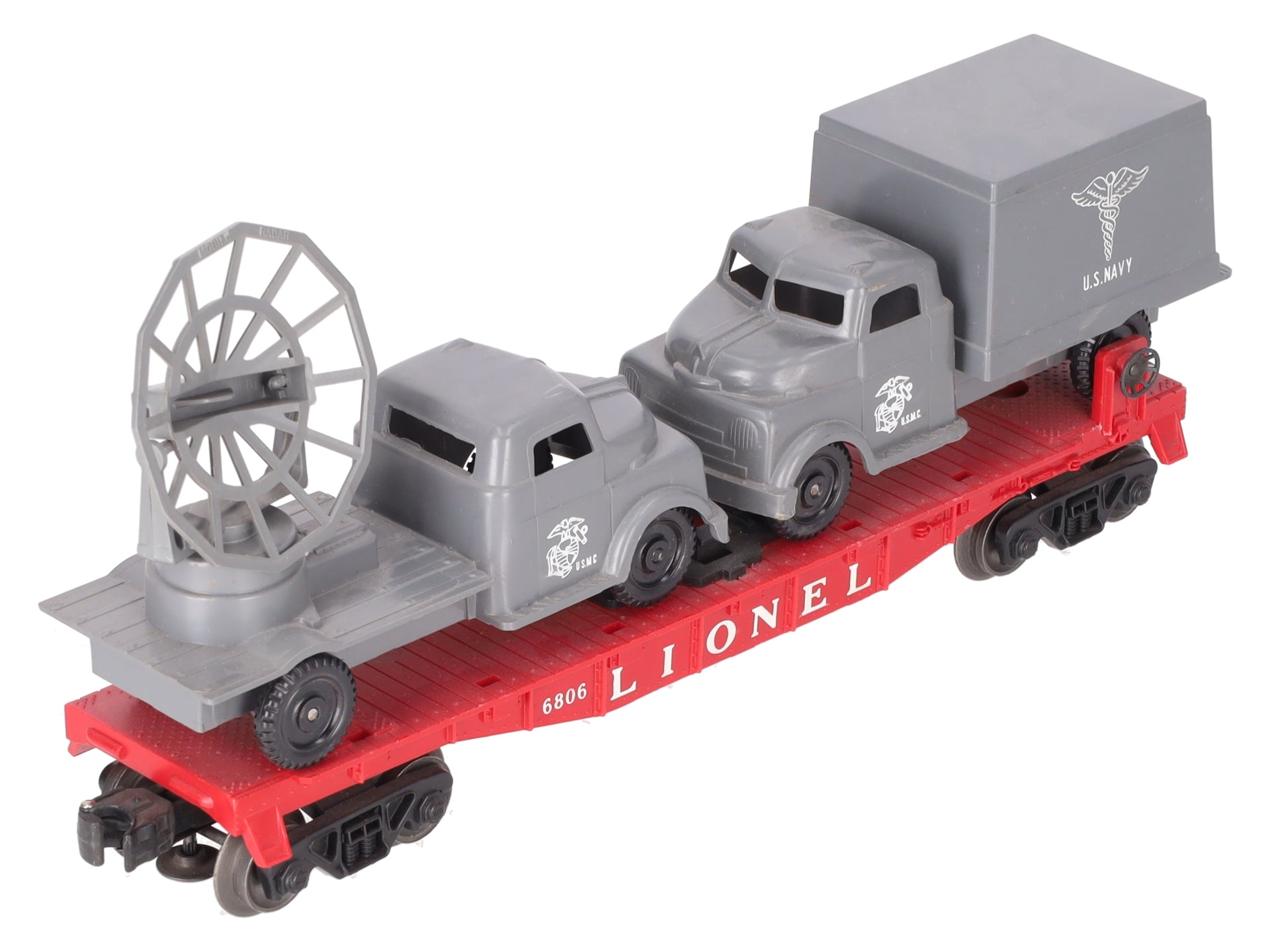 Lionel 6806 Vintage O Flatcar w/ Pyro USMC Tank & Medical Box