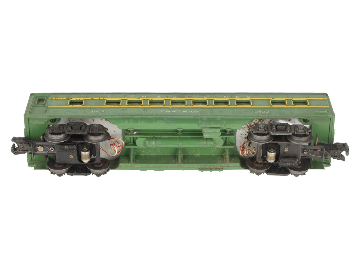 Lionel 2402 Vintage O Gauge Postwar Lionel Lines Green/Gray Chatham Pullman Car VG