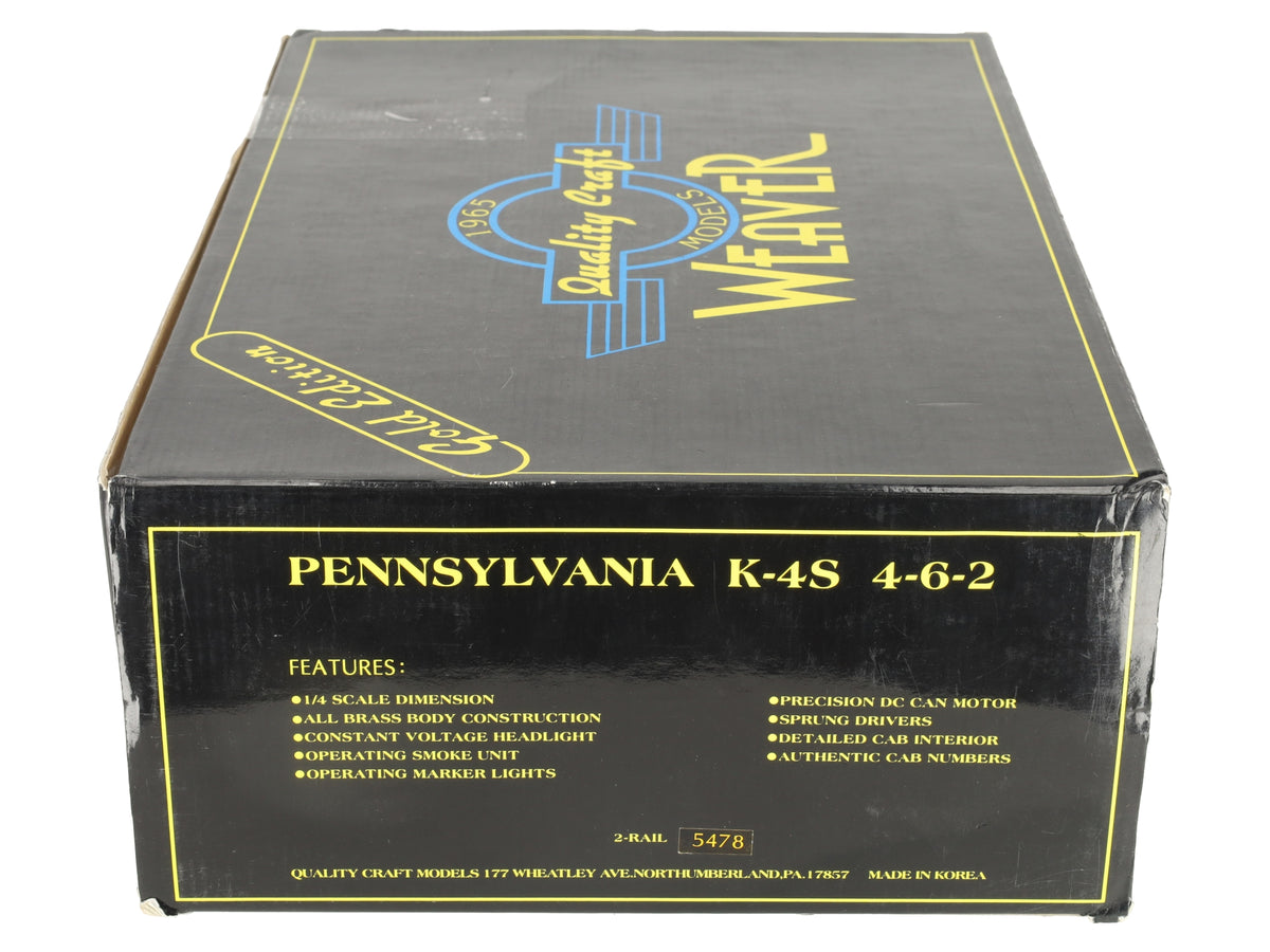 Weaver O Brass PRR K-4S 4-6-2 Steam Engine & Tender #5478 (2-Rail) EX