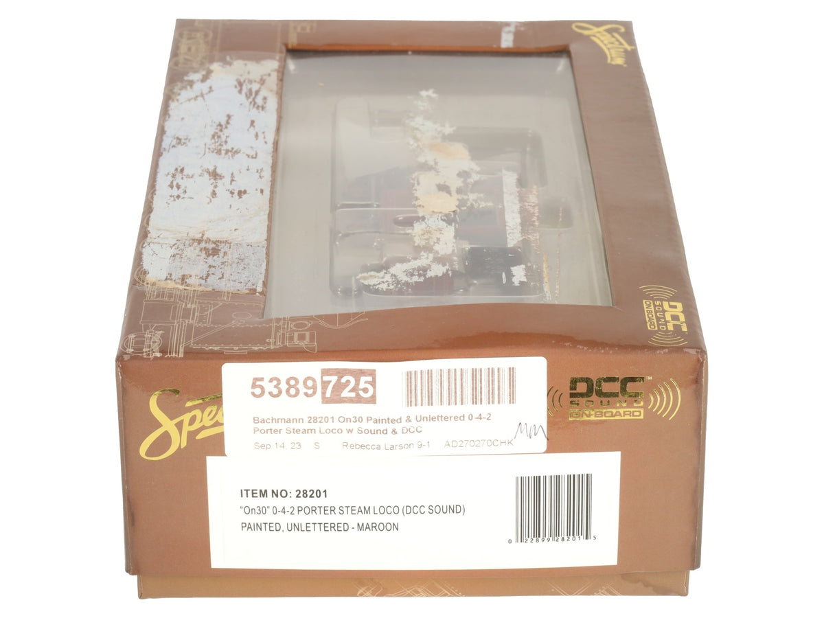 Bachmann 28201 On30 Painted & Unlettered 0-4-2 Porter Steam Loco w Sound & DCC EX/Box