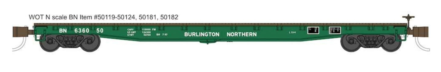 Wheels of Time 50181 N BN 53'-6" General Service Fish Belly Flatcar (Pack of 3)