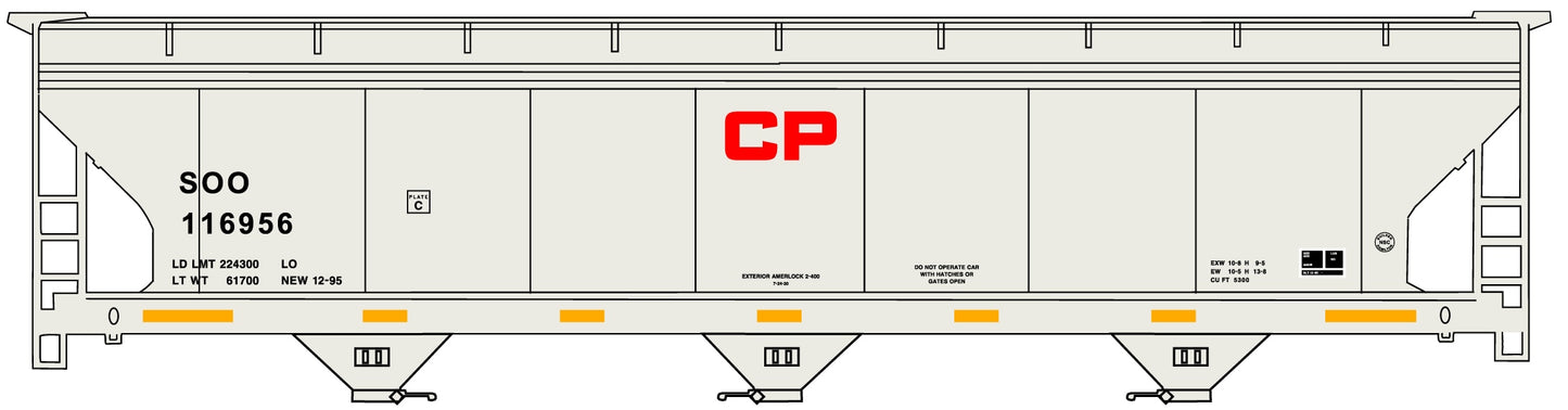 Accurail 2116 HO Soo Line - Canadian Pacific 3-Bay ACF Covered Hopper Kit