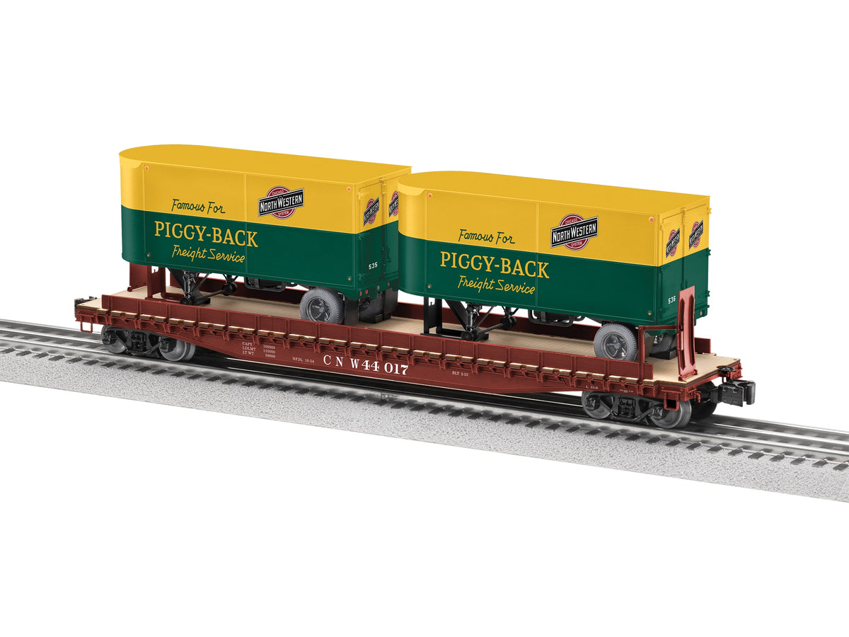 Lionel 2526370 O Chicago Northwestern TOFC Flatcar with 2 Trailers #44017