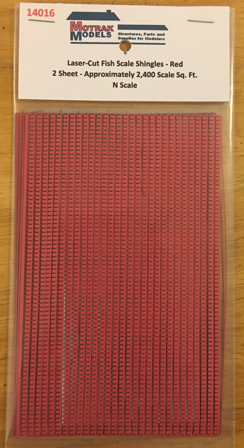 Motrak Models 14016 N Laser-Cut Fish Shingles - Red (Pack of 2)