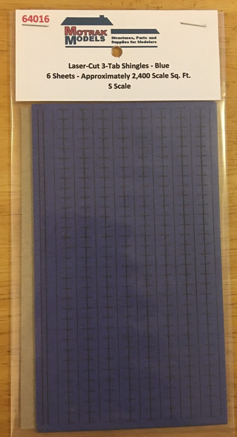 Motrak Models 64016 S Laser Cut 3-Tab Shingles - Blue (Pack of 6)