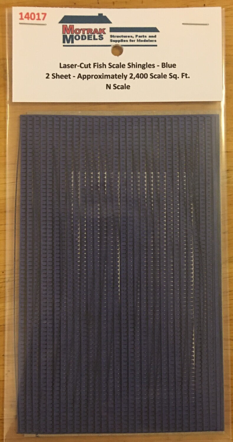 Motrak Models 14017 N Laser-Cut Fish Shingles - Blue (Pack of 2)