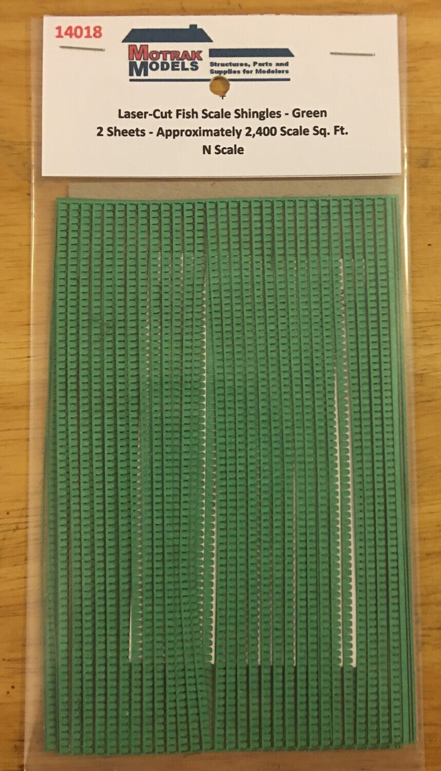 Motrak Models 14018 N Laser-Cut Fish Shingles - Green (Pack of 2)