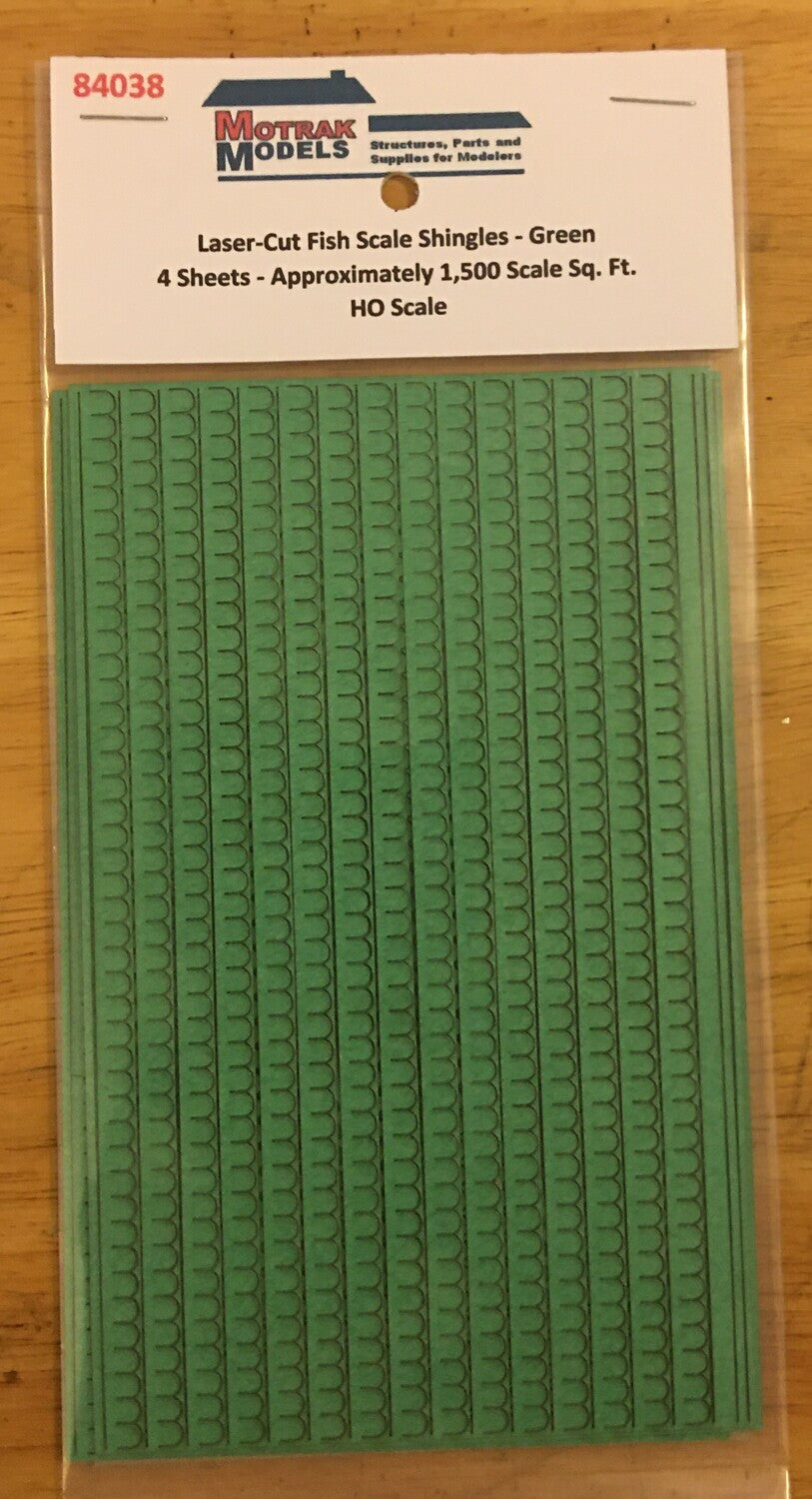 Motrak Models 84038 HO Laser Cut Fish Shingles - Green (Pack of 4)
