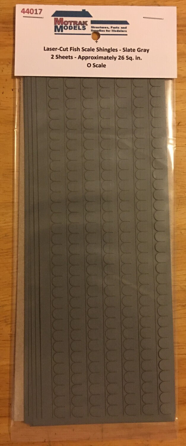 Motrak Models 44017 O Laser Cut Fish Shingles - Slate Gray (Pack of 2)