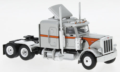 Brekina Automodelle 85712 HO Slvr/Orange 1973 Peterbilt 359 Sleeper-Cab Tractor
