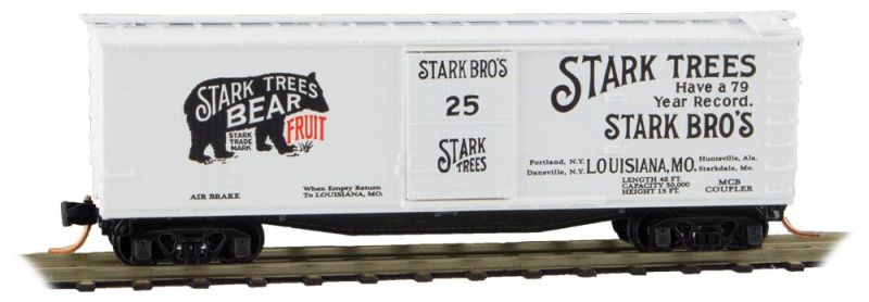Micro-Trains 04200010 N Stark Brothers 40' Single Door Wood Boxcar #25
