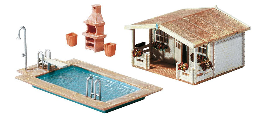 Faller 180542 HO Swimming Pool & Utility Shed Kit