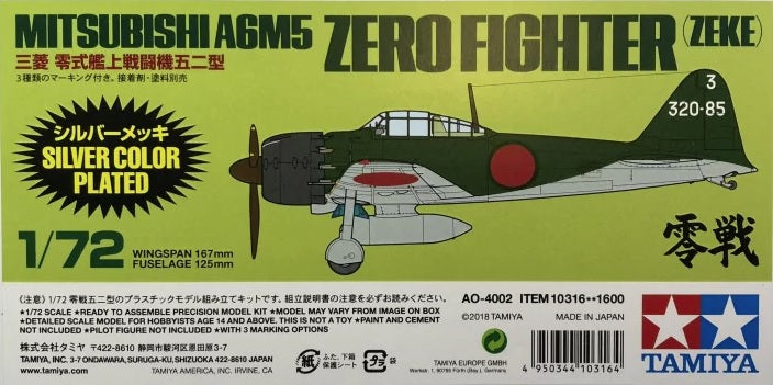 Tamiya 10316 1:72 Mitsubishi A6M5 Zero Fighter ZEKE Military Aircraft Plane Kit