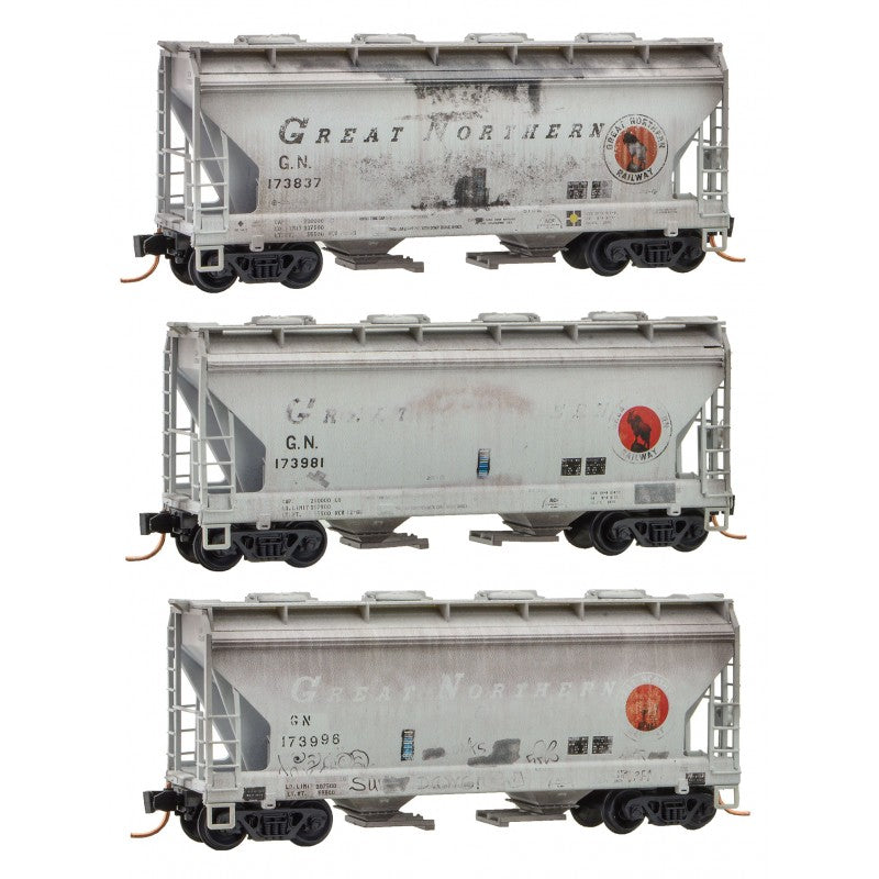 Micro-Trains 09244170 N GN Weathered 2-Bay Center Flow Covered Hopper (Set of 3)