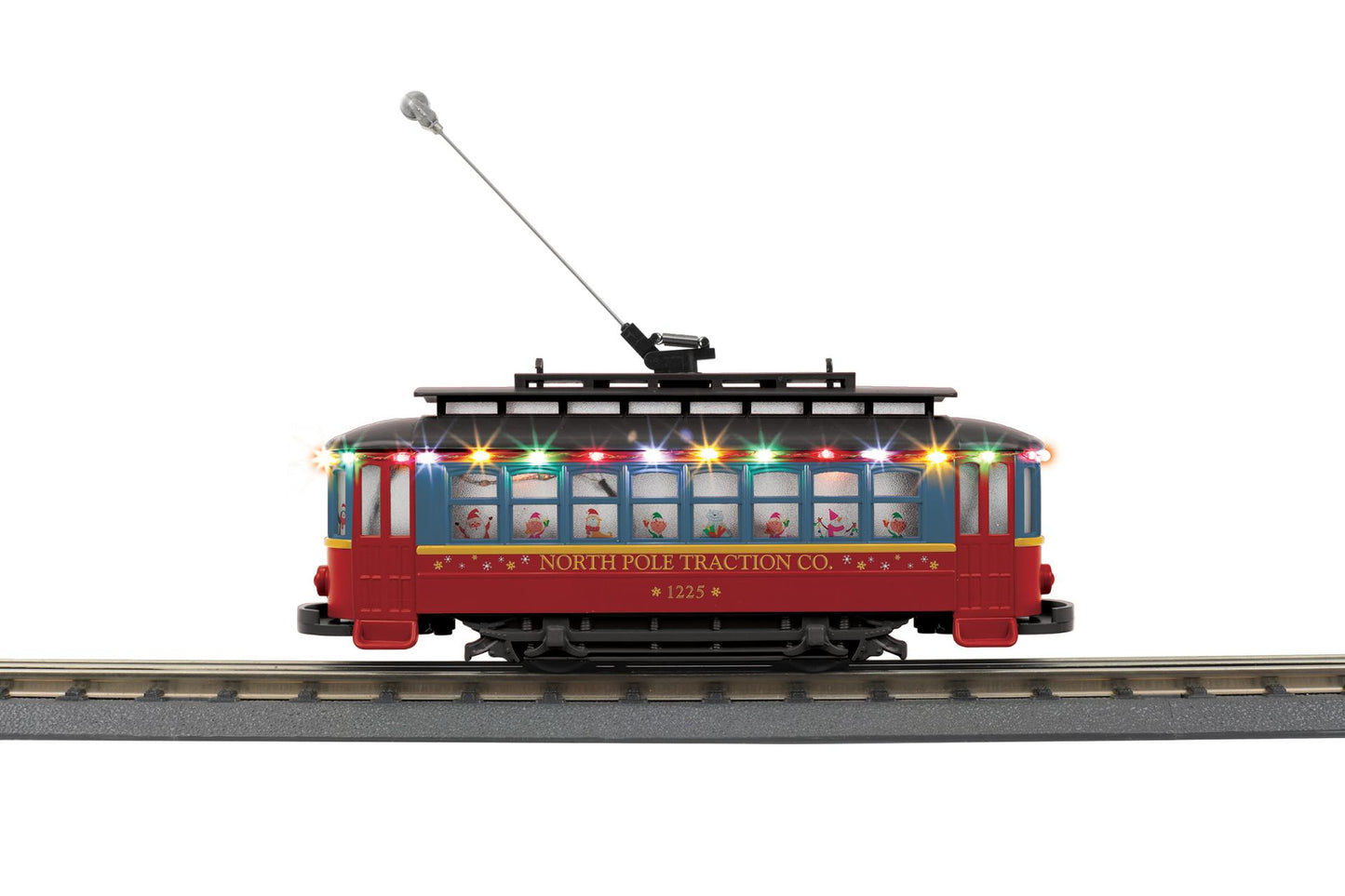 MTH 30-5255 O North Pole RailKing Bump-n-Go Trolley with LED Lights