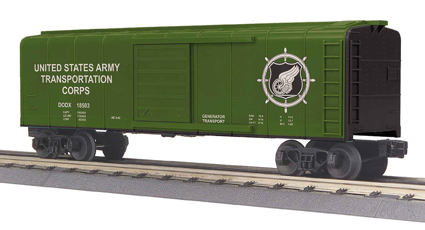 MTH 30-71131 O U.S. Army RailKing Rounded Roof Box Car #18503