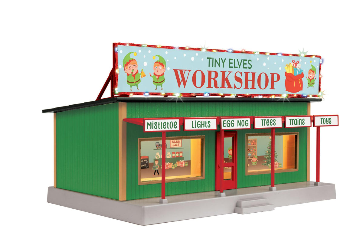 MTH 30-90759 O Tiny Elves Workshop Road Side Stand with Christmas Lights