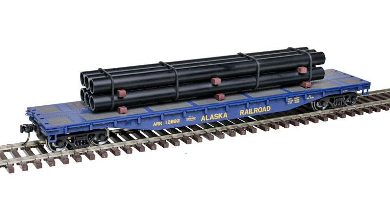 Atlas 3001880 O Alaska Railroad 3-Rail Trainman 52'6" Flat Car with Load