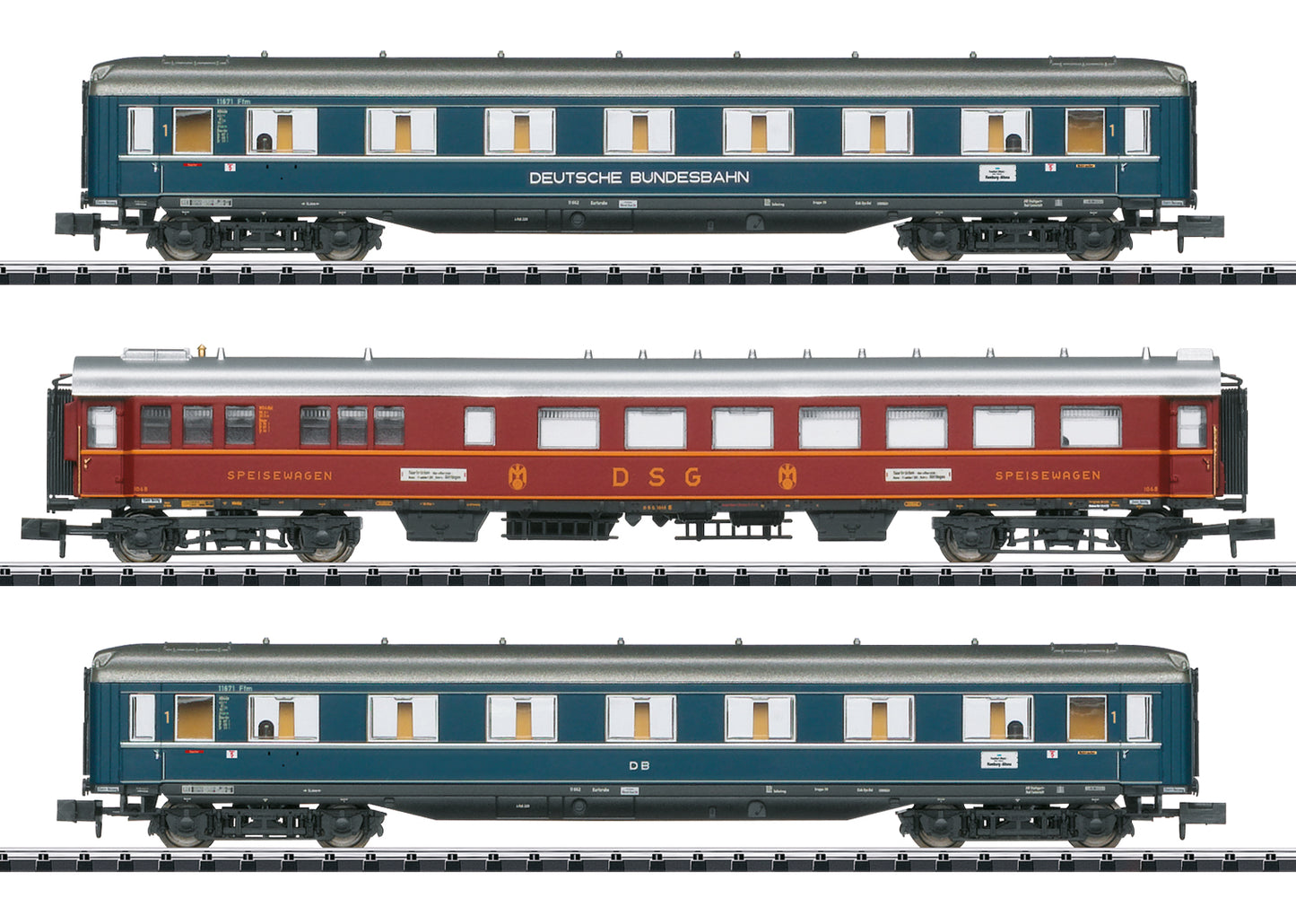 Minitrix 18259 N DB F 41 Senator Express Train Passenger Car (Set of 3)