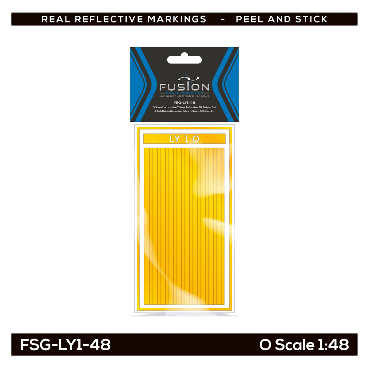 Fusion Scale Graphics 360003 O RR Locomotive Yellow Reflective Sill Stripes Set