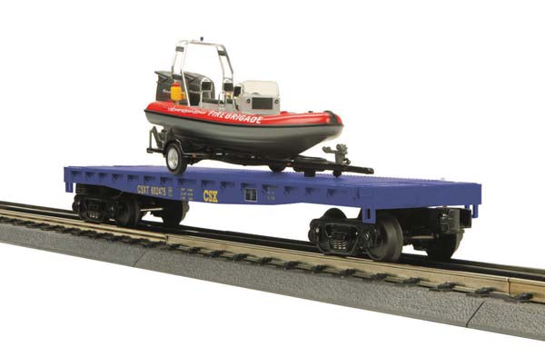 MTH 30-76354 O CSX Flat Car w/Rescue Boat #602475 LN/Box