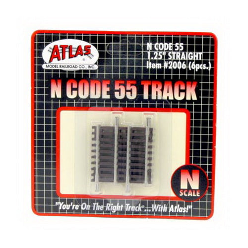 Atlas 2006 N Code 55 Nickel Silver 1-1/4" Straight Track (Pack of 6)