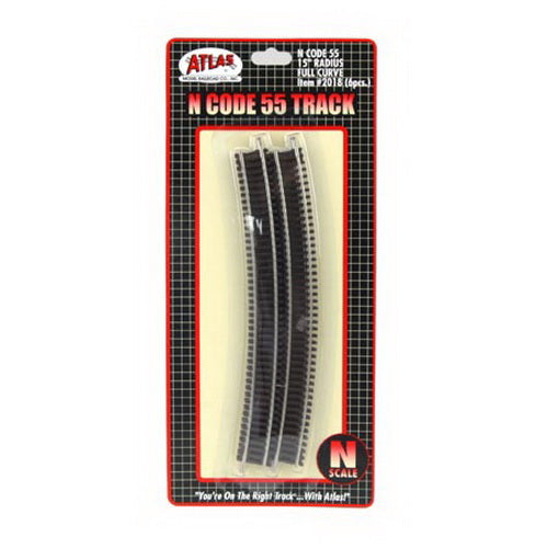 Atlas 2018 N Code 55 Nickel Silver 15" Radius Full Curved Track (Pack of 6)