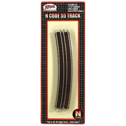Atlas 2022 N Code 55 Nickel Silver 17.5" Radius Full Curved Track (Pack of 6)