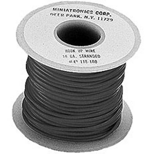Miniatronics 48-180-01 Black 100' Spool 18 Gauge Single Conductor Stranded Wire